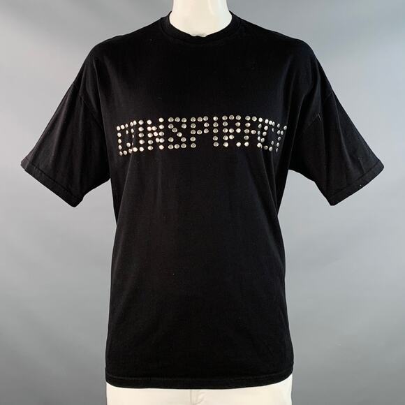 CONSPIRACY NEW YORK XXL Rivet Tee Black Silver Studded Cotton Crew Neck T-shirt